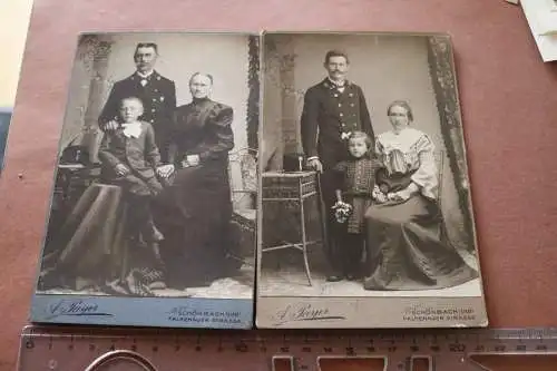 zwei tolle alte Kabinettfotos Familie Väter Uniform - Postbeamte ? Schönbach St 