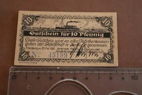 tolle alte Gutscheinkarte 1920 Flensburg-Ekensund u. Sonderburger Dampfschiffahr