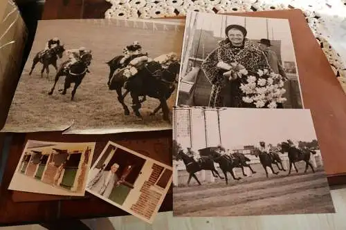 fünf alte Fotos - Pferderennsport - Galopprennen, Pferde - 