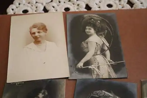 sechs  alte Postkarten, Fotokarten - Portraits Frauen 1900-1920