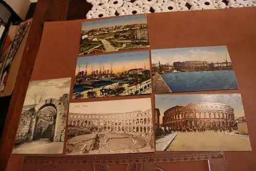 sechs tolle alte Karten - Pola - Pula - Kroatien , deutsch beschriftet 1910-20