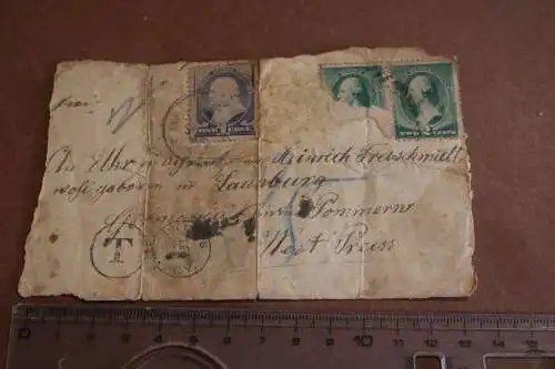 toller alter Rest Briefumschlag mit USA 1887, Benjamin Franklin One Cent 