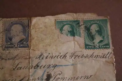 toller alter Rest Briefumschlag mit USA 1887, Benjamin Franklin One Cent 