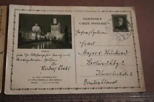 zwei tolle alte Ganzsachen Tschecheslowakai  Prag - Stempel Komotau 