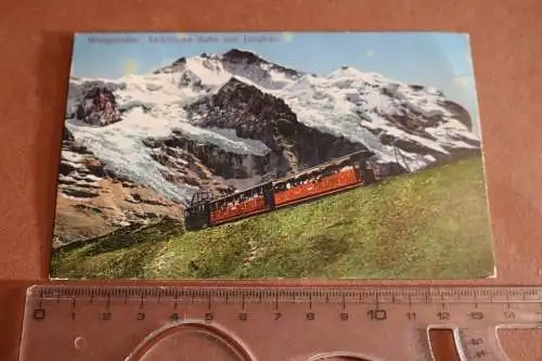 tolle alte Karte - Wengernalp  Elektrische Bahn und Jungfrau 1912