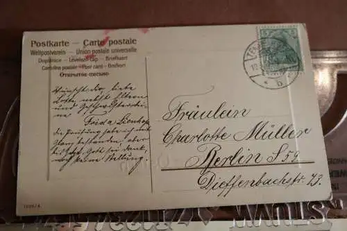 tolle alte Karte zwei Katzen spielen - Fröhliche Ostern  1909