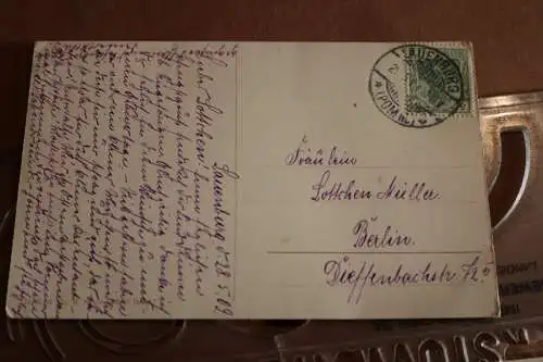 tolle alte Karte Künstlerkarte M Stocks - getigerte Katze 1909