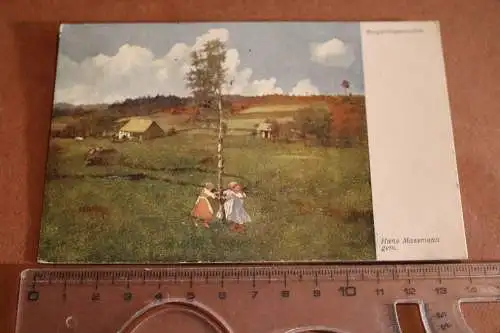 tolle alte Karte Wiener Kunst - Ringelringelreihen Tanz um eine Birke 1919