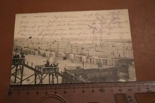 tolle alte Karte - Juist -  Strand bei Ebbe 1907
