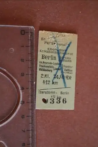 alte Fahrkarte -  Ebersdorf  Schlesien - Berlin  30-40er Jahre ???