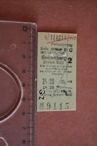 alte Fahrkarte -  Berlin -   Seitenberg  Schlesien   30-40er Jahre ???