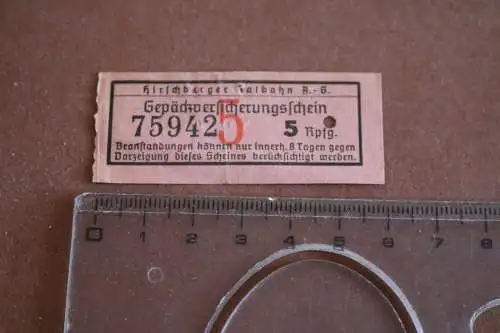 alte Fahrkarte - Hirschberger Talbahn  Gepäckversicherung 30-40er Schlesien (2)