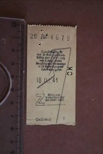 alte Fahrkarte - Zusatzkarte für den S-Bahnverkehr - 1941 