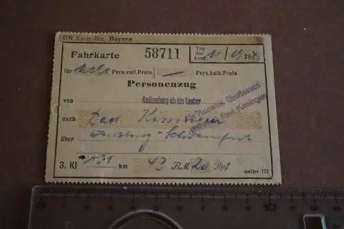 alte Fahrkarte - Bad Kissingen - Würzburg  1941 (2)