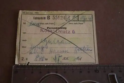 alte Fahrkarte - Köln-Deutz nach ??   1941 