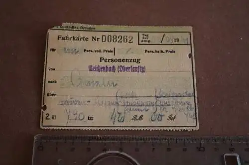 alte Fahrkarte - Reichenbach Oberlausitz - Gumen ?   1941