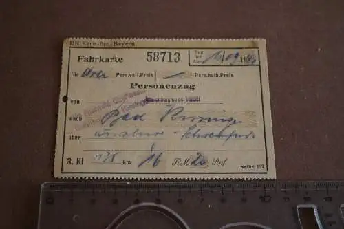 alte Fahrkarte - Rothenburg Tauber - Bad Kissingen   1942 (2)