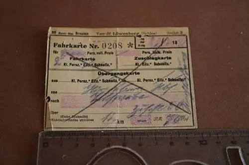 alte Fahrkarte - Übergangskarte Hirschberg Schlesien nach ?? 1941