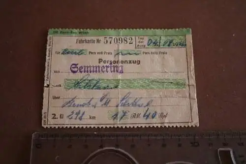 alte Fahrkarte - Semmering - Salzburg 1941