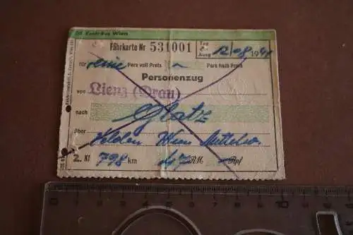 alte Fahrkarte - Lienz / Drau - Glatz 1941 