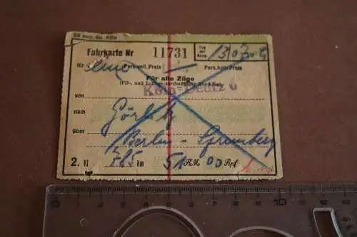 alte Fahrkarte - Köln/ Deutz - Görlitz  1941 
