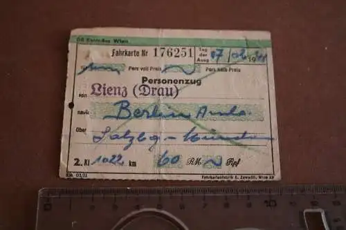 alte Fahrkarte - Lienz/Drau - Berlin  1941