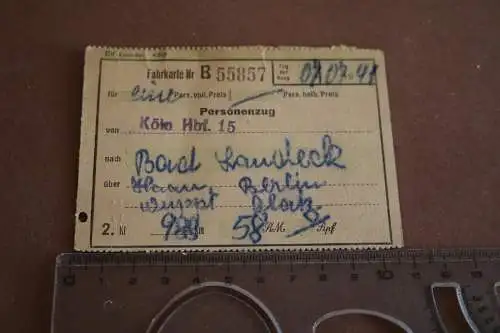 alte Fahrkarte -   Köln - Bad Landeck    1941