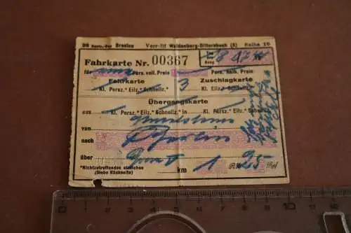 alte Fahrkarte - von ??? Schlesien nach ???  Übergangskarte     1941