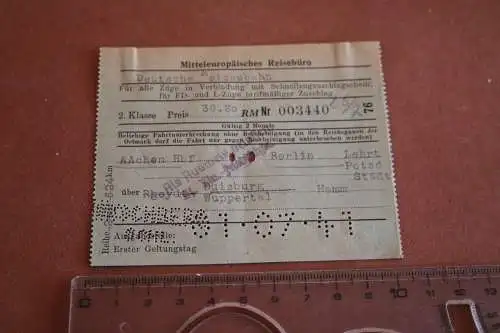 alte Fahrkarte - Mitteleuropäisches Reisebüro - Aachen - Hirschberg Schles