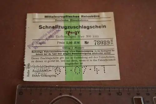 drei alte Schnellzugzuschlagscheine Hirschberg Schlesien - 1941