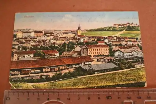 tolle alte Karte - Pribram - Bahnhof und Stadtansicht 1914-1918  Tschechien