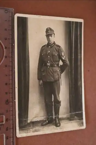 tolles altes Foto - Portrait Soldat Feldmütze Krimschild 