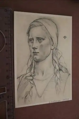  tolle alte Künstlerkarte - Willrich -Landarbeitermädel aus der Lüneburger Heide