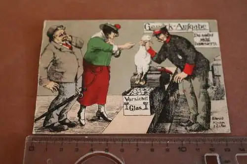 tolle alte Künstlerkarte Karikatur - Gepäckaufgabe - Nicht hamstern 1914-18