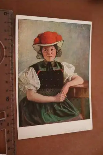  tolle alte Künstlerkarte -  Willrich - Schwarzwälderin  in Tracht aus Gutach