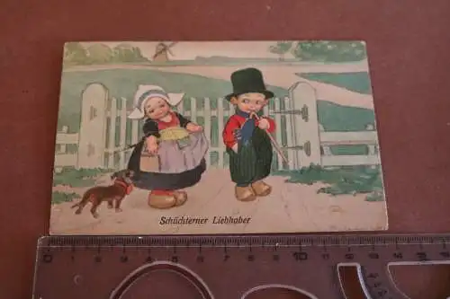 tolle alte Künstler / Kitschkarte - Schüchterner Liebhaber - Tracht 1926