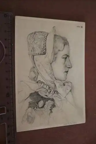  tolle alte Künstlerkarte - Willrich  -  Westfälische  Bauerntochter