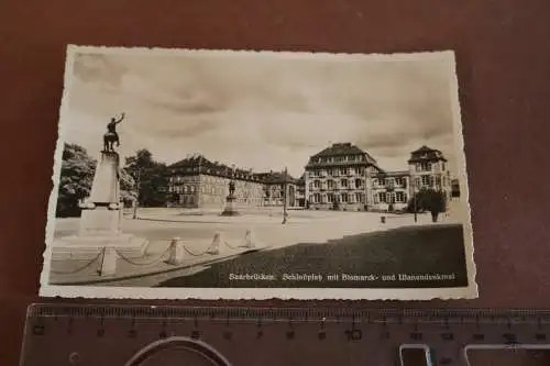 tolle alte Karte Saarbrücken - Schloßplatz mit Bismarck u. Ulanen-Denkmal 30-40e
