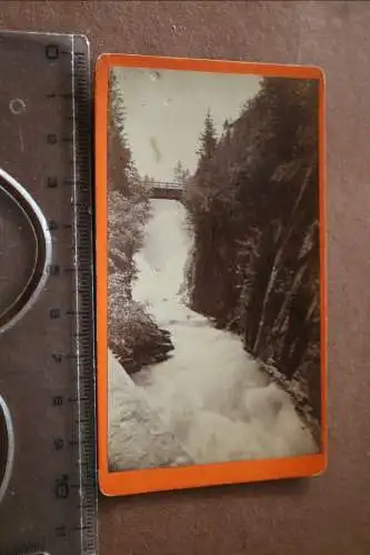 tolles altes CDV Foto - Kauffoto ?  Flusslauf mit der Schreckbrücke    Gastein 