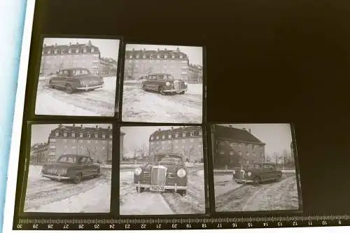 fünf tolle alte Negative Oldtimer Mercedes W120 - 50er Jahre Zonenkennzeichen