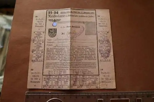 alte Reichskarte für Lebensmittel - Marmelade - Kreis Kreuznach 1943