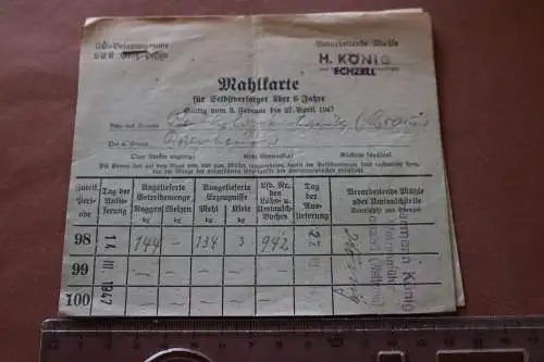 vier alte Mahlkarten der Walzenmühle , Mühle Echzell - US-Basatzung 1947 
