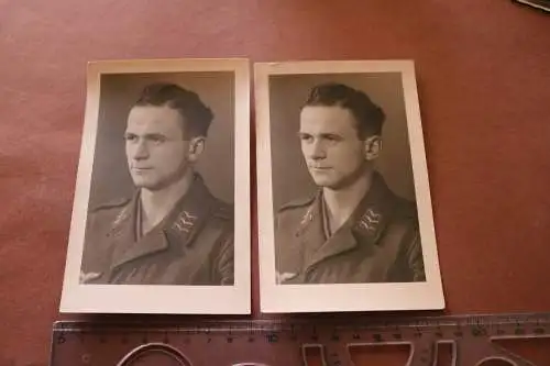 zwei tolle alte Fotos- Portrait eines Soldaten  Flak-Abteilung - Berlin-Steglitz