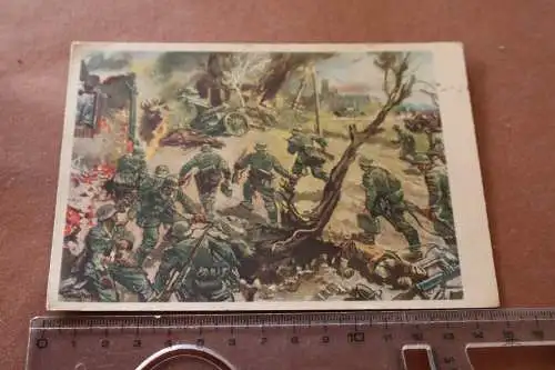 alte Künstlerkarte - Stürmende Infanterie 