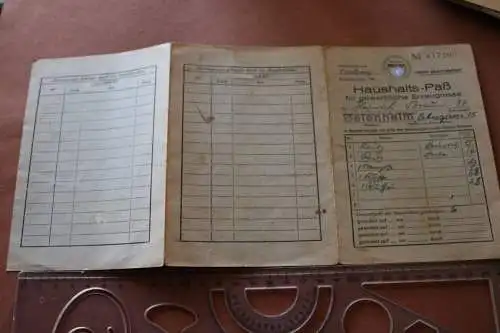 alter Haushalts-Paß für gewerbliche Erzeugnisse - Beilenheim 1943