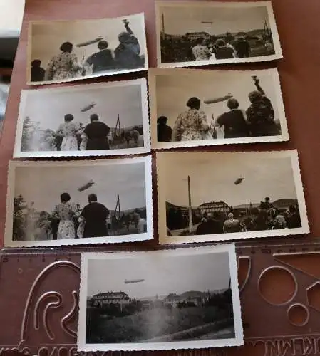 Sieben tolle alte Fotos - Zepplin , Luftschiff über Bad Kissingen 1939