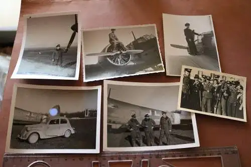 Sechs tolle alte Fotos - Piloten - Überführungsstaffel ???  einer mit FFS u. EK 