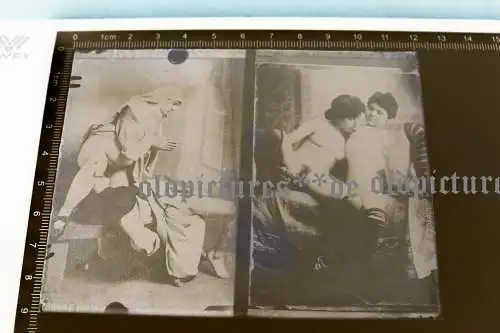 altes Glasnegativ - Mann Frau Erotik - 1910-20 ???  9x12  (5)