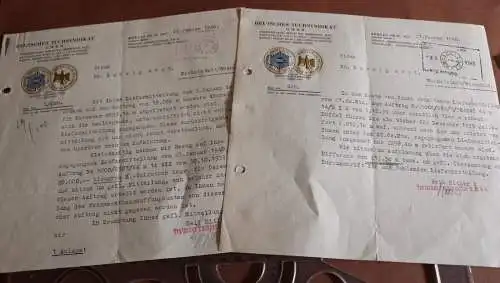 zwei alte Schreiben vom Deutschen Tuchsyndikat GmbH Berlin 1940
