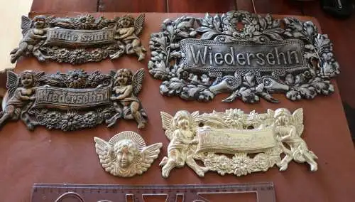 fünf alte Ornamente - Engel usw. Jugendstil Dresdner Pappe - Alter ???